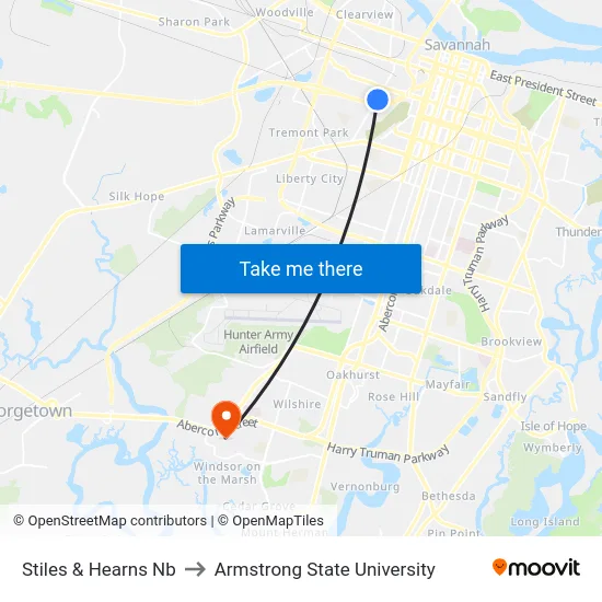 Stiles & Hearns Nb to Armstrong State University map