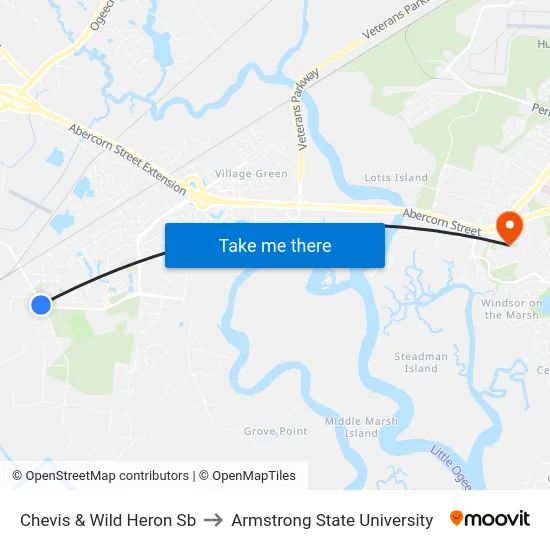 Chevis & Wild Heron Sb to Armstrong State University map