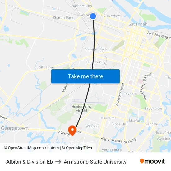 Albion & Division Eb to Armstrong State University map