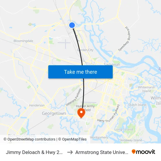 Jimmy Deloach & Hwy 21 Wb to Armstrong State University map