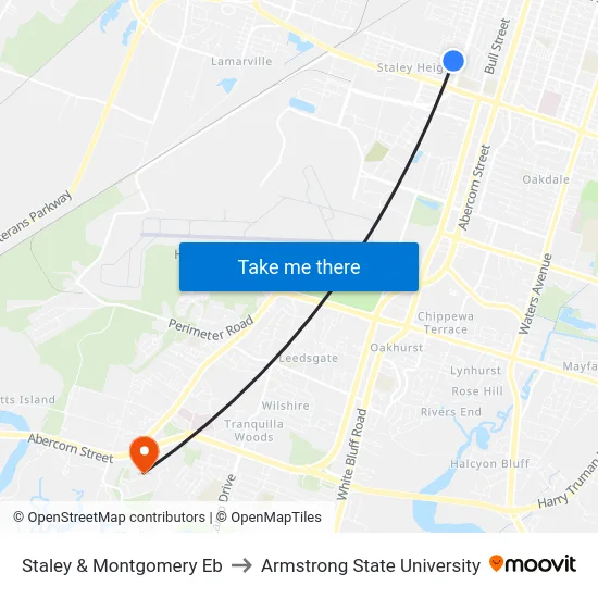 Staley & Montgomery Eb to Armstrong State University map
