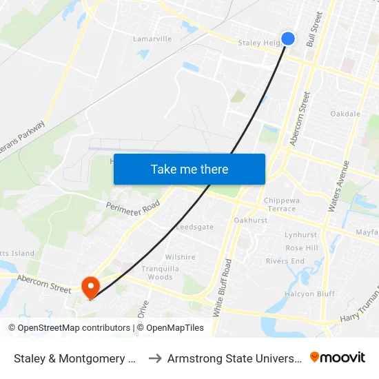 Staley & Montgomery Wb to Armstrong State University map