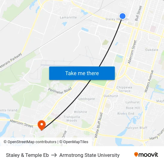 Staley & Temple Eb to Armstrong State University map