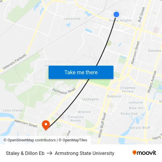Staley & Dillon Eb to Armstrong State University map