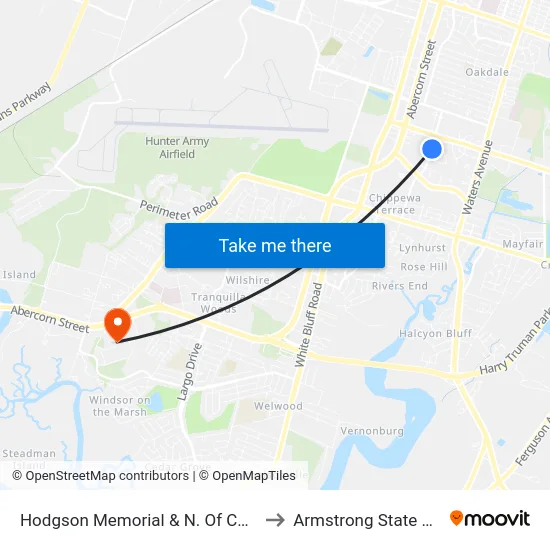 Hodgson Memorial & N. Of Commercial Nb to Armstrong State University map