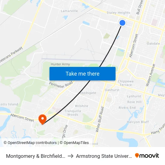 Montgomery & Birchfield Nb to Armstrong State University map