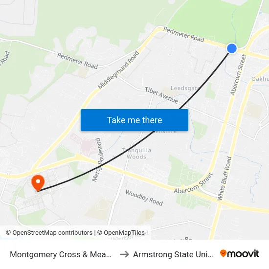 Montgomery Cross & Meadow Wb to Armstrong State University map