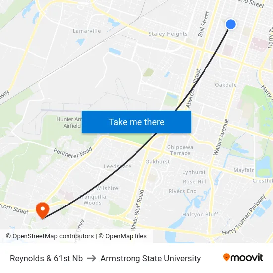 Reynolds & 61st Nb to Armstrong State University map