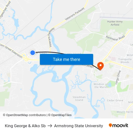 King George & Alko Sb to Armstrong State University map