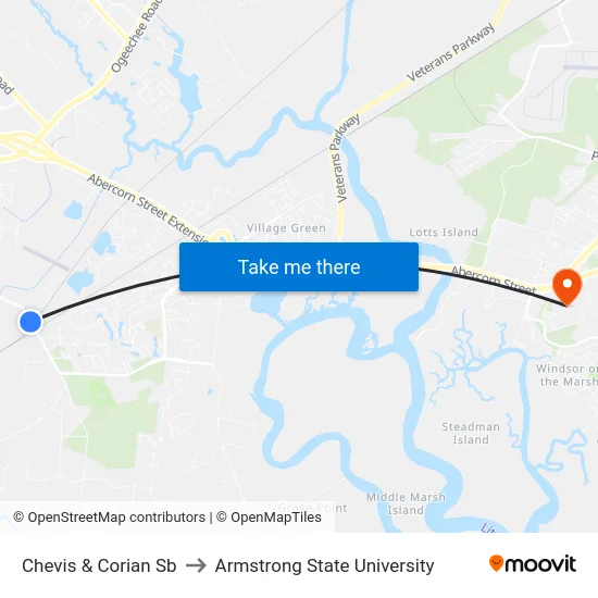 Chevis & Corian Sb to Armstrong State University map