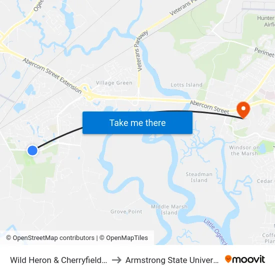 Wild Heron & Cherryfield Eb to Armstrong State University map
