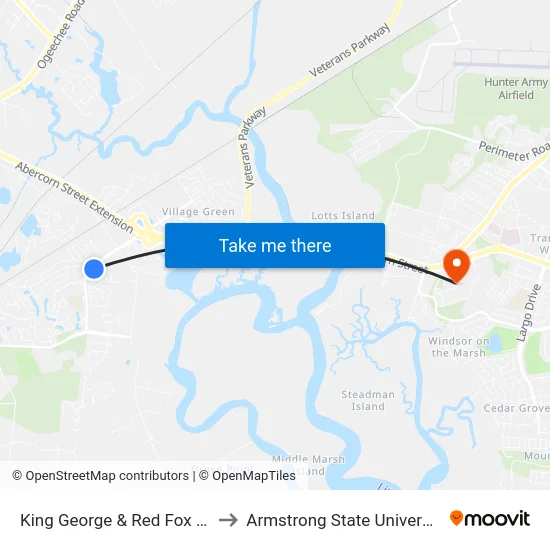 King George & Red Fox Nb to Armstrong State University map