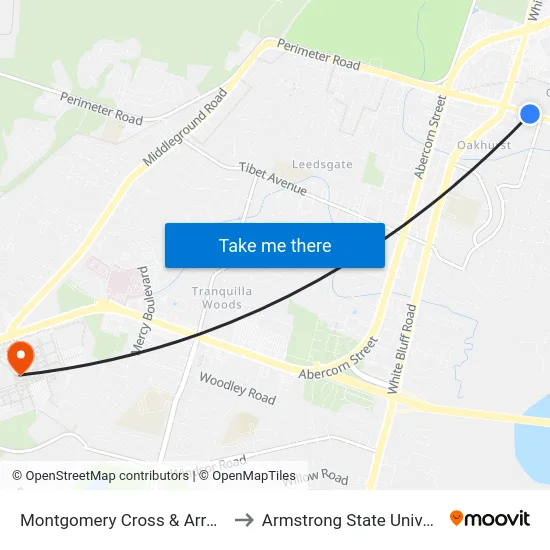 Montgomery Cross & Arrow Eb to Armstrong State University map