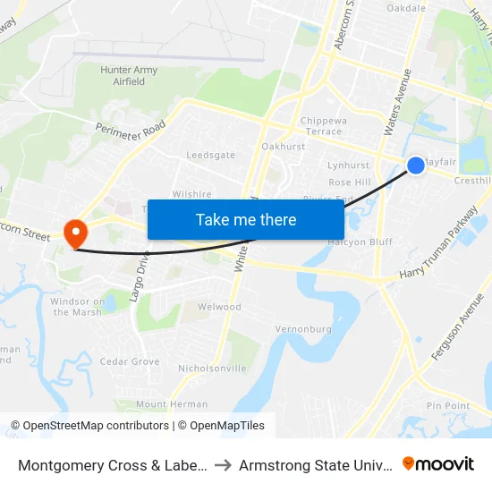 Montgomery Cross & Laberta Eb to Armstrong State University map