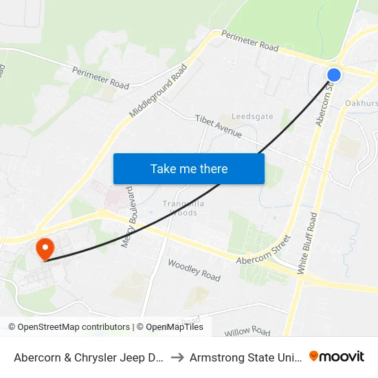 Abercorn & Chrysler Jeep Dodge Sb to Armstrong State University map
