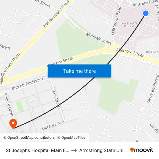 St Josephs Hospital Main Entrance to Armstrong State University map