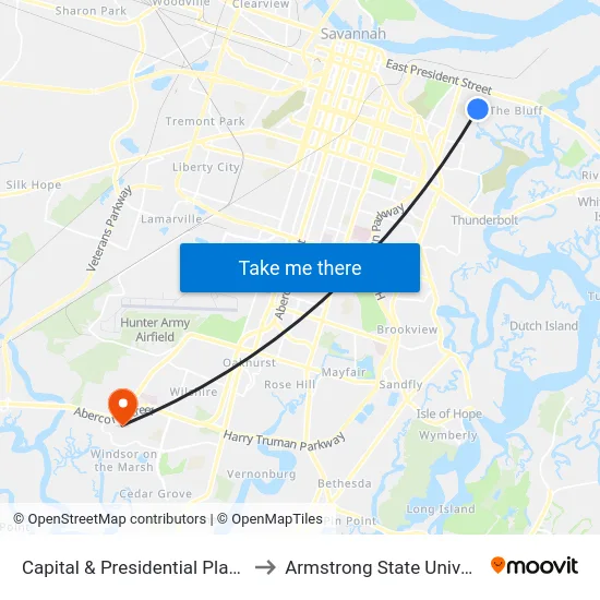 Capital & Presidential Plaza Eb to Armstrong State University map