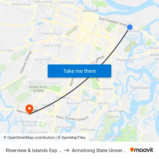 Riverview & Islands Exp Sb to Armstrong State University map