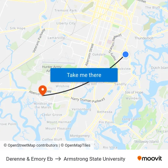 Derenne & Emory Eb to Armstrong State University map