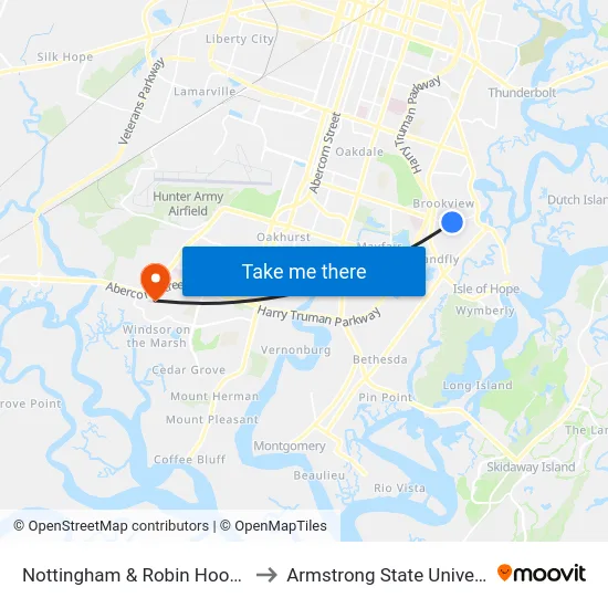 Nottingham & Robin Hood Wb to Armstrong State University map