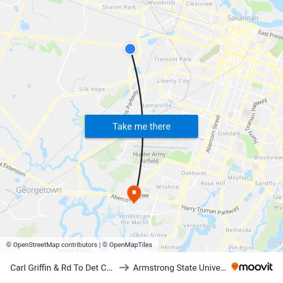 Carl Griffin & Rd To Det Ctr Nb to Armstrong State University map