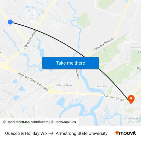 Quacco & Holiday Wb to Armstrong State University map