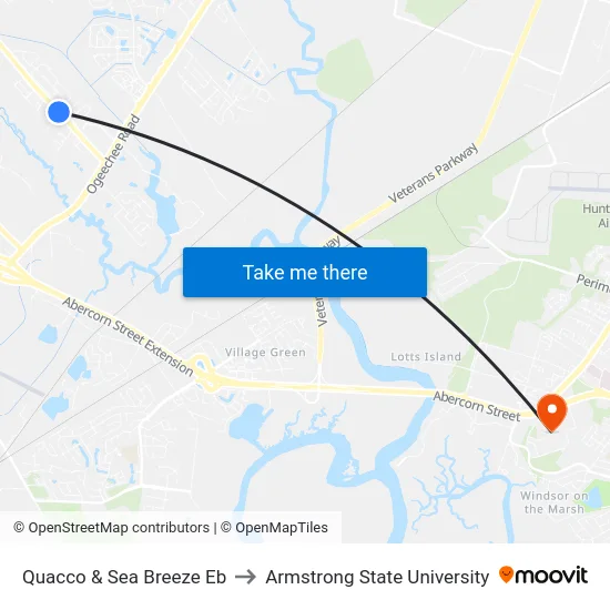 Quacco & Sea Breeze Eb to Armstrong State University map