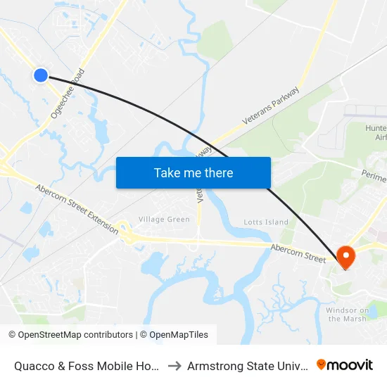Quacco & Foss Mobile Home Eb to Armstrong State University map