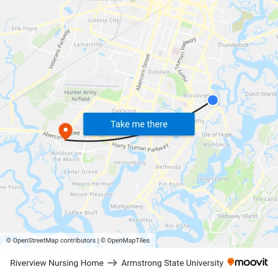 Riverview Nursing Home to Armstrong State University map
