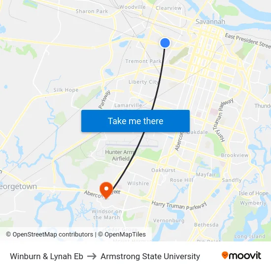 Winburn & Lynah Eb to Armstrong State University map