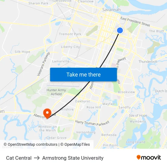 Cat Central to Armstrong State University map