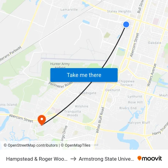 Hampstead & Roger Wood Eb to Armstrong State University map