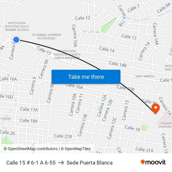 Calle 15 # 6-1 A 6-55 to Sede Puerta Blanca map