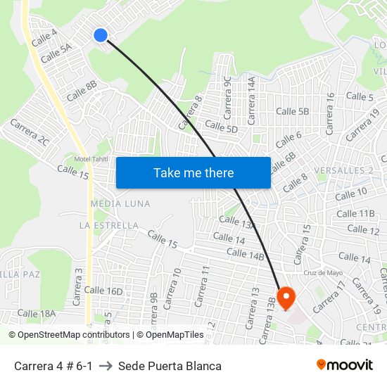 Carrera 4 # 6-1 to Sede Puerta Blanca map