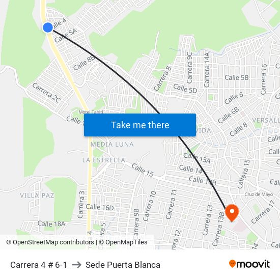 Carrera 4 # 6-1 to Sede Puerta Blanca map