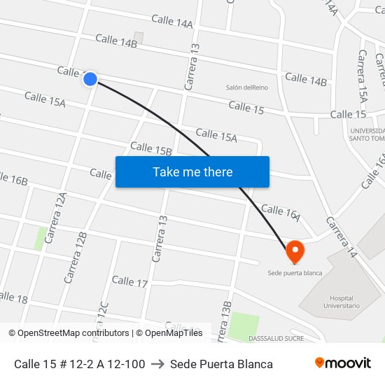 Calle 15 # 12-2 A 12-100 to Sede Puerta Blanca map