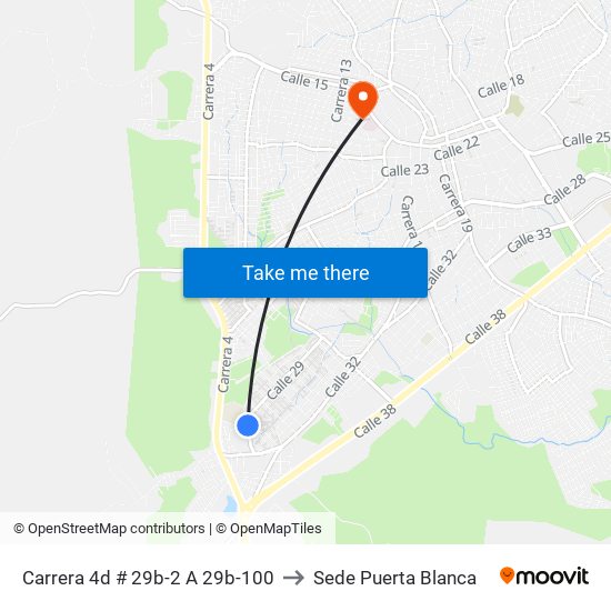 Carrera 4d # 29b-2 A 29b-100 to Sede Puerta Blanca map