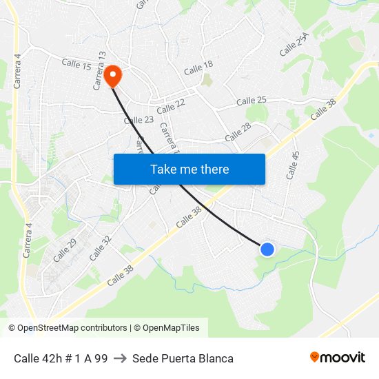 Calle 42h # 1 A 99 to Sede Puerta Blanca map