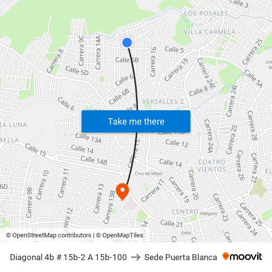 Diagonal 4b # 15b-2 A 15b-100 to Sede Puerta Blanca map