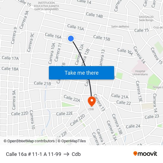 Calle 16a # 11-1 A 11-99 to Cdb map