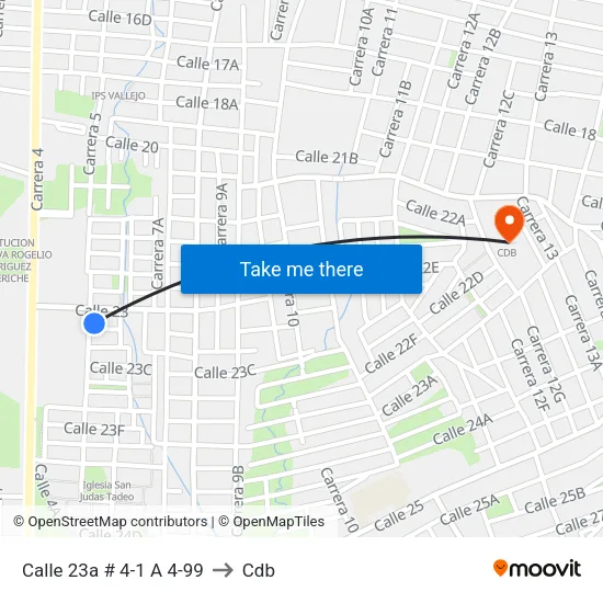 Calle 23a # 4-1 A 4-99 to Cdb map