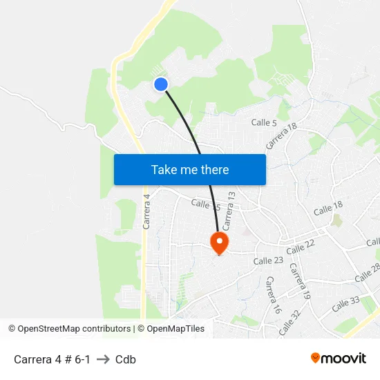 Carrera 4 # 6-1 to Cdb map