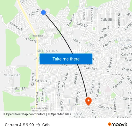 Carrera 4 # 9-99 to Cdb map