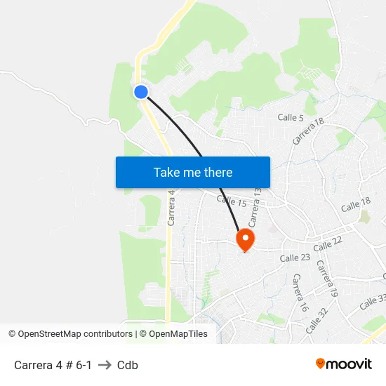 Carrera 4 # 6-1 to Cdb map