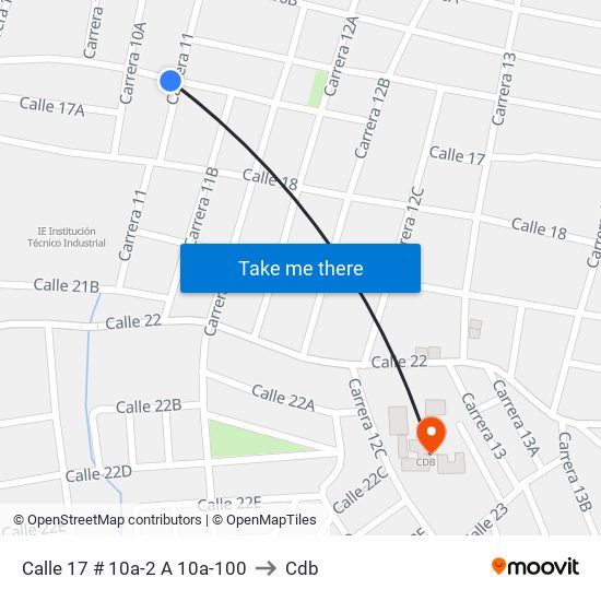 Calle 17 # 10a-2 A 10a-100 to Cdb map