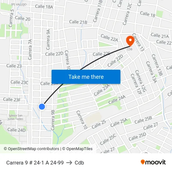 Carrera 9 # 24-1 A 24-99 to Cdb map