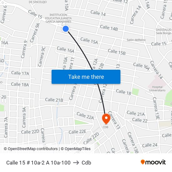 Calle 15 # 10a-2 A 10a-100 to Cdb map