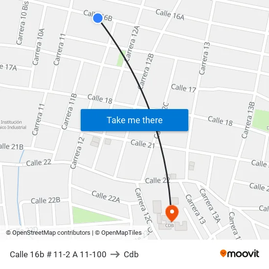 Calle 16b # 11-2 A 11-100 to Cdb map