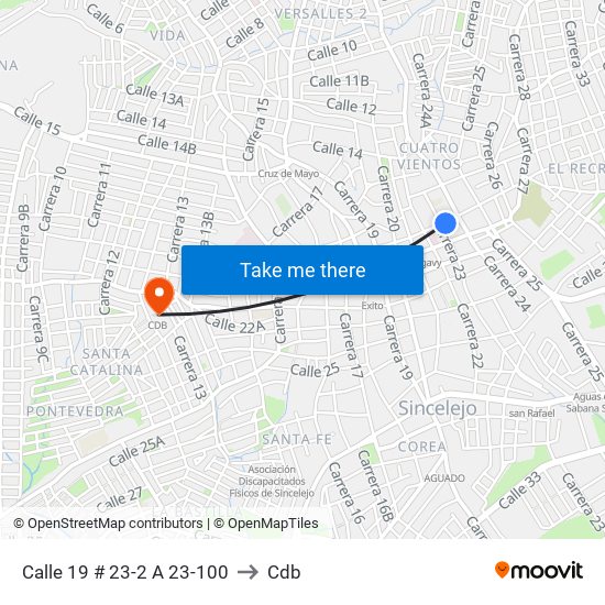 Calle 19 # 23-2 A 23-100 to Cdb map