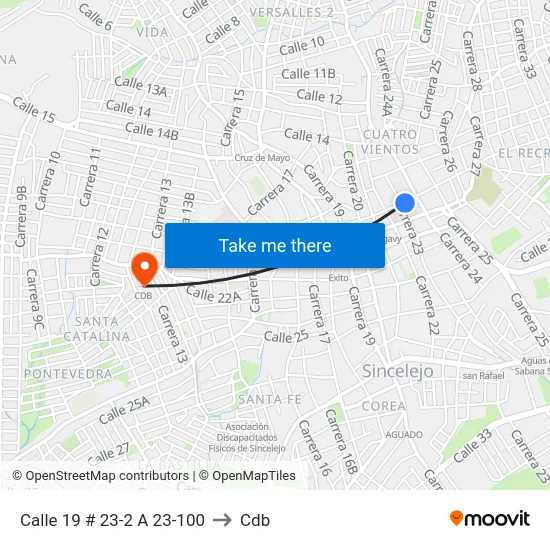 Calle 19 # 23-2 A 23-100 to Cdb map